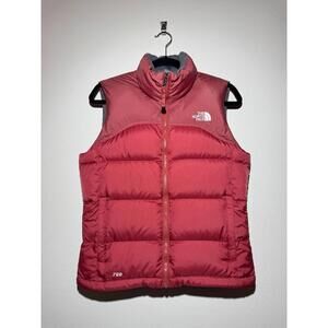 EUC The North Face Womens Small Goose Down 700 Nuptse Puffer Vest Red Vintage